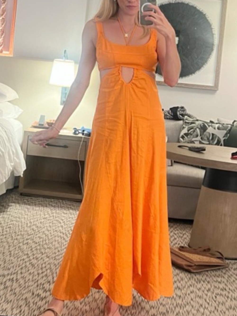 cult gaia Orange Cutout Maxi Dress